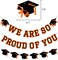 We Are So Proud Of You Banner Graduation Party Decorations Congrats Grad Cap Garlands Wall Sign Orange